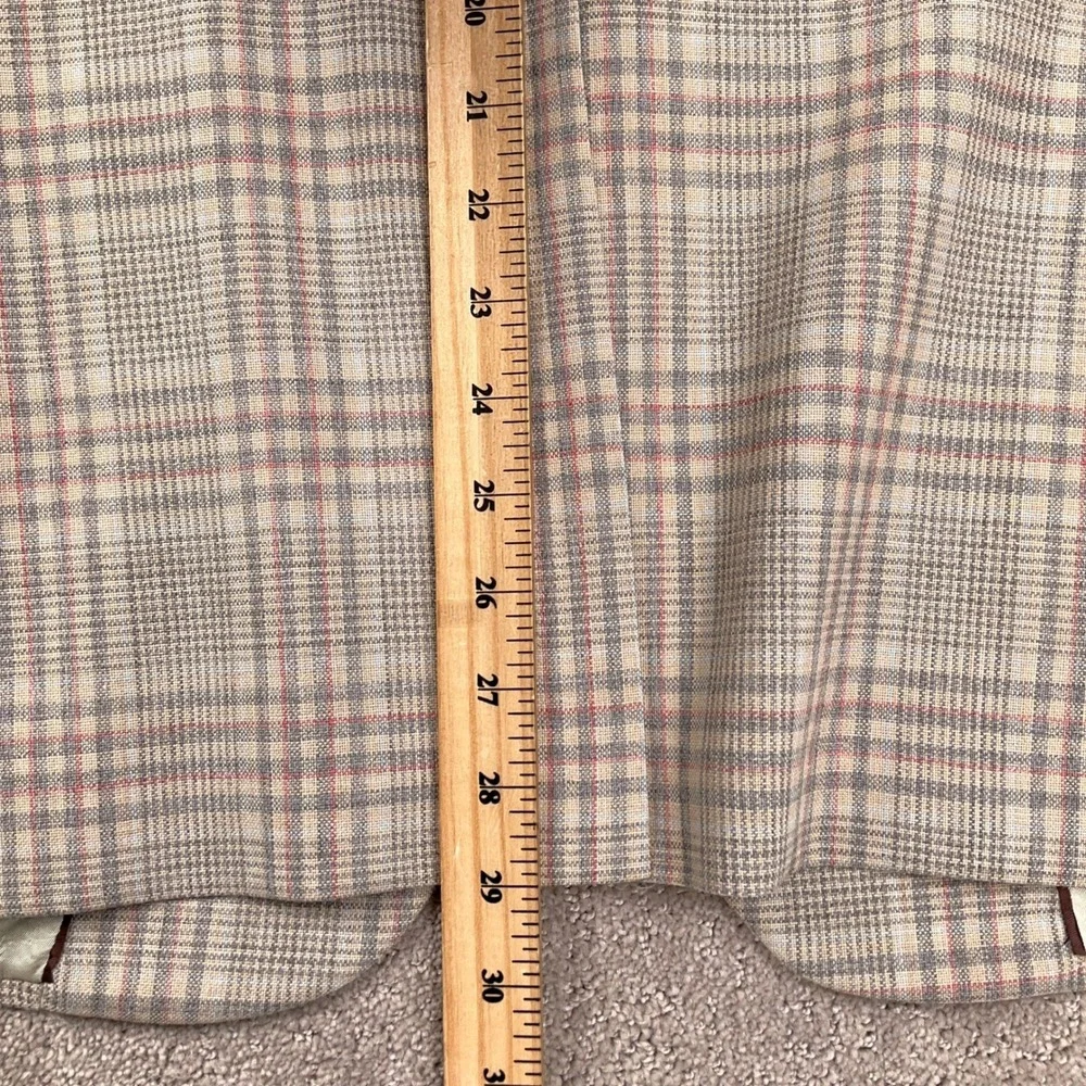 Hart Schaffner Marx Blazer Mens 38 Beige Pink Gray Plaid 80s Preppy Jacket‎ USA